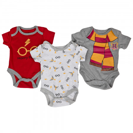 Harry Potter Costume and Symbols 3-Pack Infant Bodysuit Set